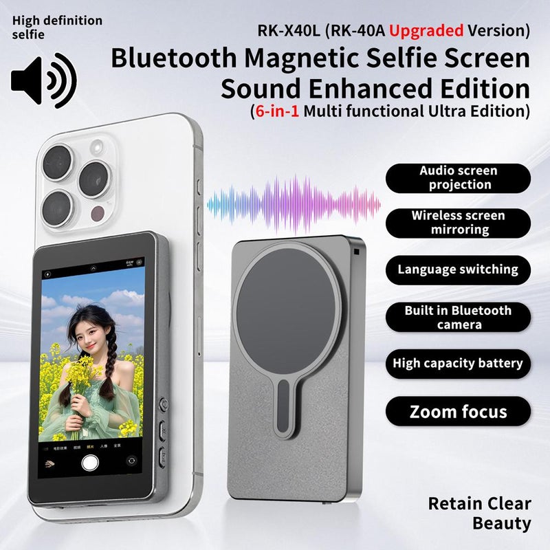 Magnetic Phone Vlog Selfie Monitor Screen, 1080P Wireless Recording,Bluetooth Remote, Back Camera Monitor,Using Phone Rear Camera for Selfie Vlog Live Stream TikTok - Image 2